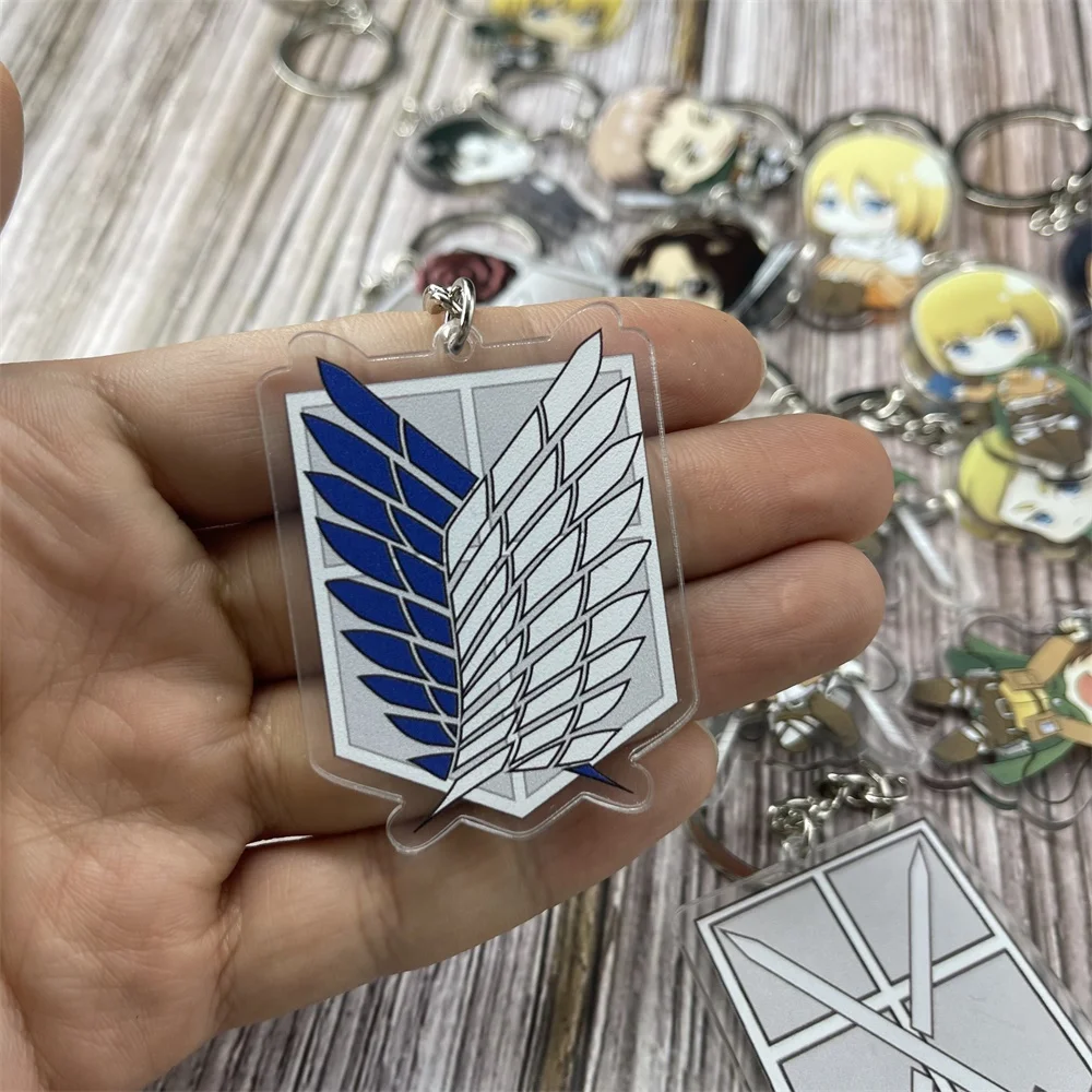 Anime Attack on Titan Levi Ackerman Eren Jaeger Key Chain Pendant Cosplay Two-sided Acrylic Keychain Keyring Prop