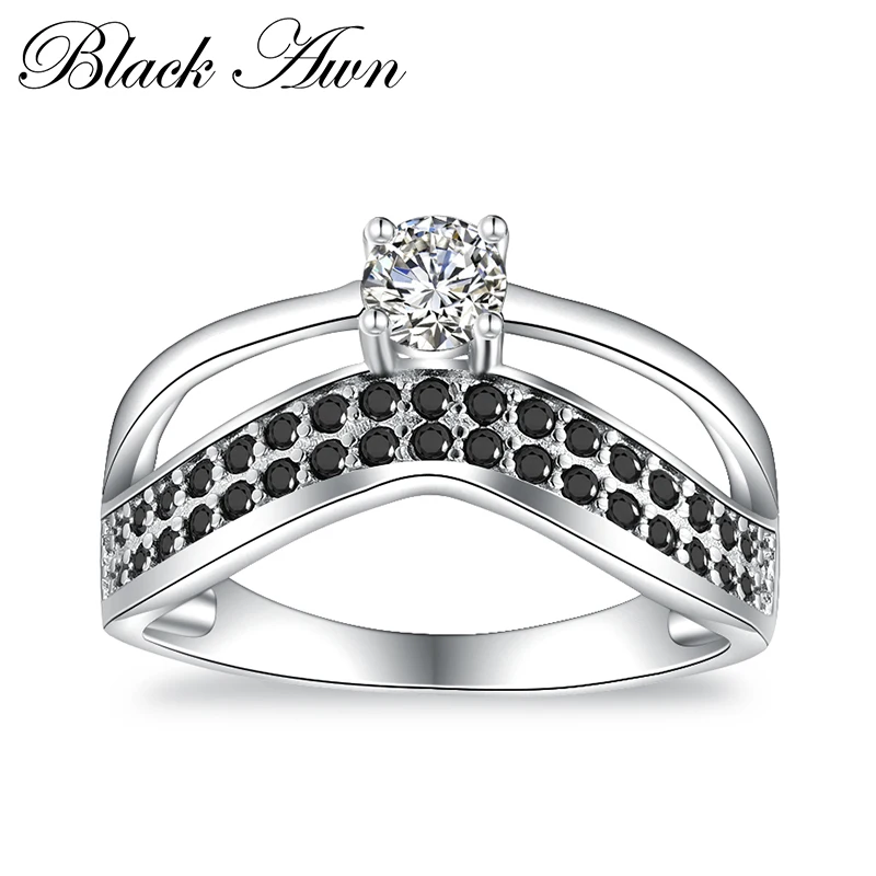 BLACK AWN 2024 New Genuine 100% Sterling 925 Silver Jewelry Square Engagement Rings for Women Gift C384