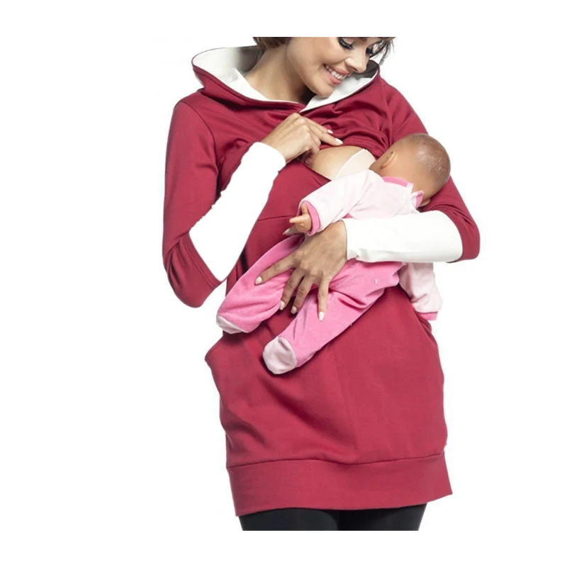 

Hoodie Breastfeeding Maternity Womens Clothing Sweater Cotton Nursing Tops For Pregnancy Women Maternity Clothing B0016