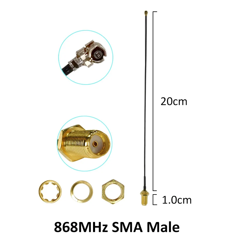 GRANDWISDOM 20 stücke 868mhz antenne 2dbi sma männlichen 915mhz lora antene modul lorawan ipex 1 SMA weibliche zopf verlängerung Kabel