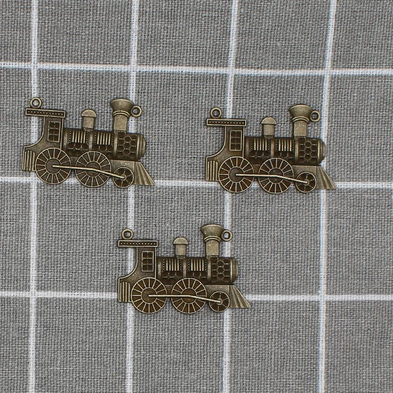 2pcs/lot 30*45mm Ancient bronze Retro Steam Train Charms For Making Pendant fit Vintage DIY Handmade Jewelry X1861