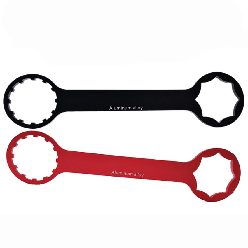 Bottom Brackets Tool Bicycle Front Fork Wrench Spanner Aluminum Alloy Bottom Bracket Wrench Bike Repair Tool, Red, Black