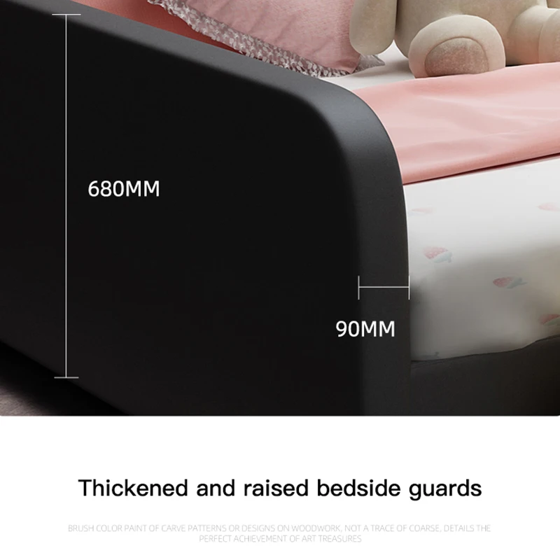 Nordic Mouse Cartoon Parent-Child Bed Children\'s Bed Boy Multifunctional Bedroom Solid Wood Leather With Guardrail Bed