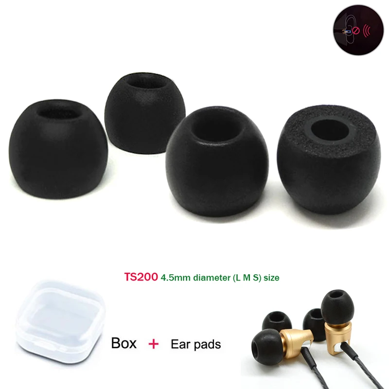 2 Paar Memory Foam Ear Tips Oor Pad TS200 4.5Mm (L M S) oordopjes Voor Tws In-Ear Oortelefoon 4.5-5.5Mm Headset Noise Lsolation Oordopjes