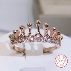Trendy 925 Silver Women Rings Jewelry with Zircon Gemstone Crown Shape Finger Ring Accessories for Wedding Party Gift Wholesale