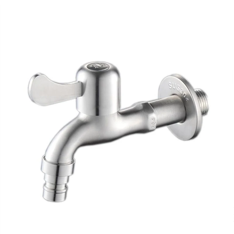 Fast On Faucets Drain Water Tap With Ornament Cover Long Duct Single Handle Facuet Wall Mounted Installation Faucet