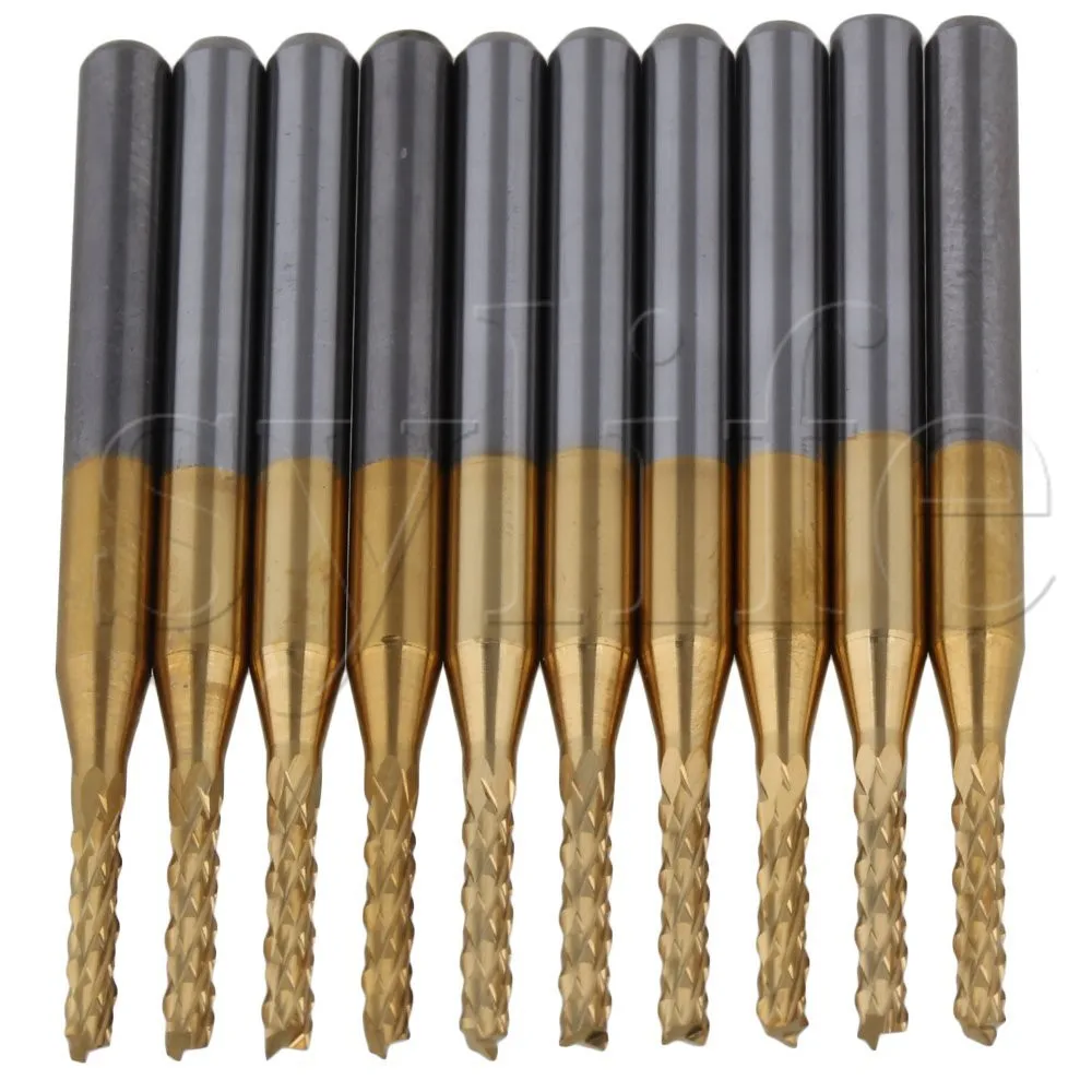 

10 x Corn Teeth TiN Coated Carbide Milling Cutter PCB Router Drill Bit Dia1.7mm
