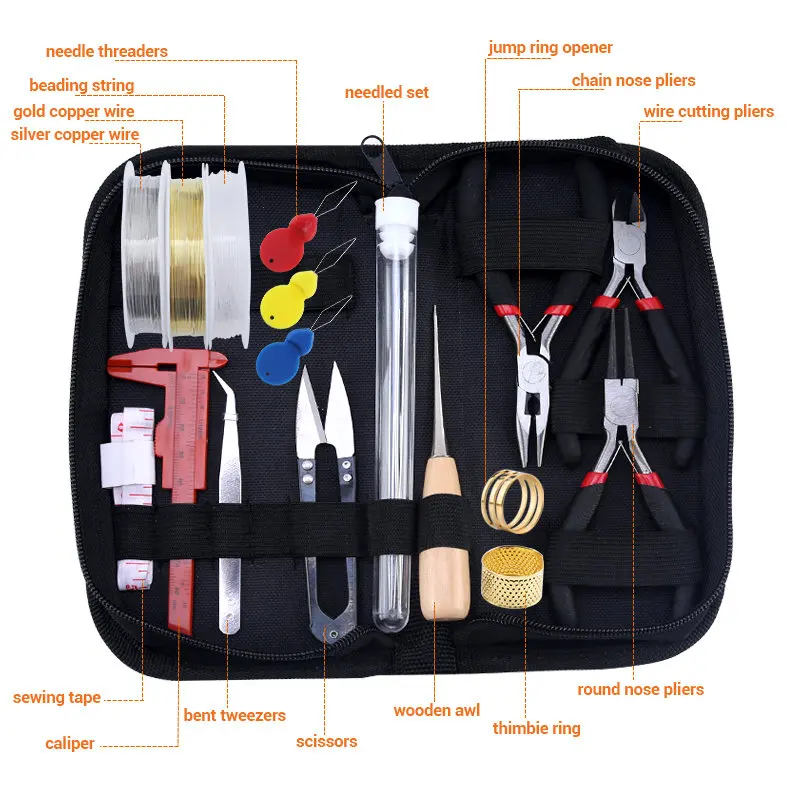 Schmuckherstellungszubehör-Set mit Schmuckwerkzeugen, offene Biegeringe, Karabinerverschlüsse, Quetschperlen, Ohrringhaken, Zubehör für Schmuck