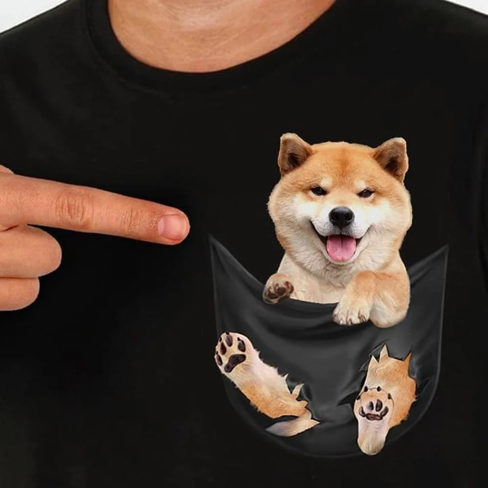 CLOOCL Summer 100% Cotton T-Shirt Shiba Inu Printed Men T Shirt Funny Short Sleeve Fashion Unisex Streetwear Black Tops