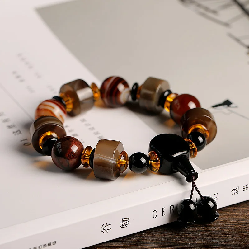 Ethnic Natural Agate Men\'s Bracelets Resin Charom Handmade Beaded Bracelet Fine Jewelry Accessories Fathers Day Gifts YBR439