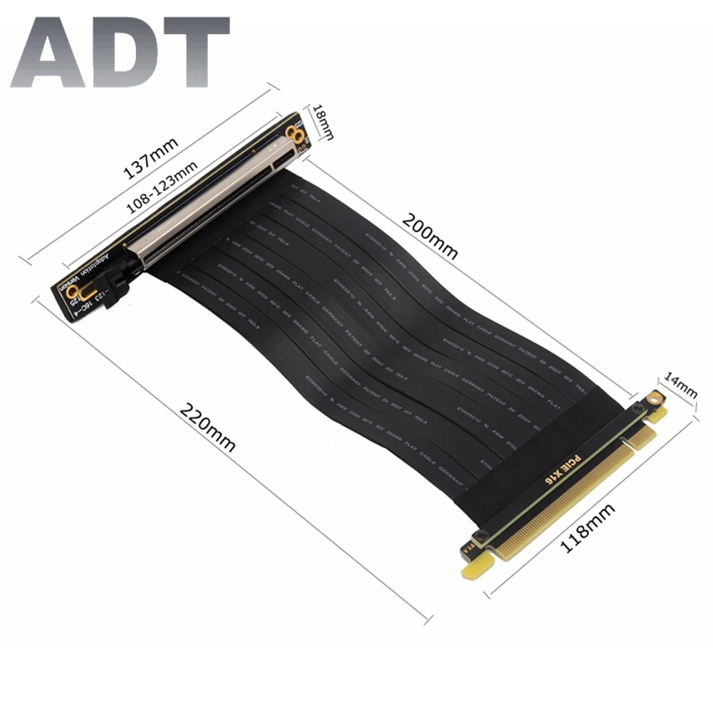 Riser Pci Express X16 Male 90 PCI Express 3.0 16x Riser Ribbon Extender Cable Slot Reverse 360 Degree for Video Card Upright