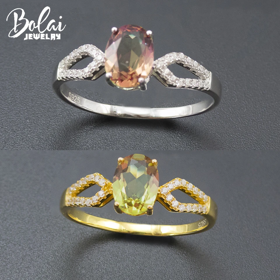 Bolai Color Change Sultanit Ring 925 Sterling Silver Nano Diaspore Gemstone Fine Jewelry Simple Wedding Ring for Women 11.11