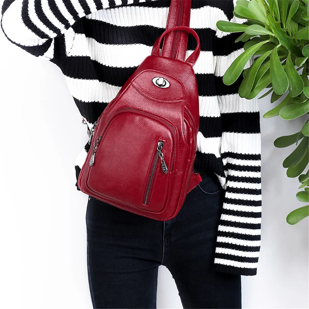 Mochila de cuero de marca famosa para mujer, bolso de hombro femenino de diseñador de lujo, bolso de viaje Simple de alta calidad, bolsos de pecho a la moda