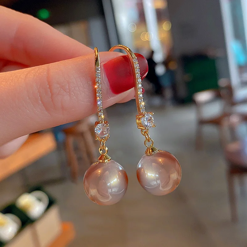 Natural Pearl Drop Earrings Genuine 18K Gold Real Gold filled Earring mujer Exquisite Jewelry Prasiolite Wedding Gifts for Women