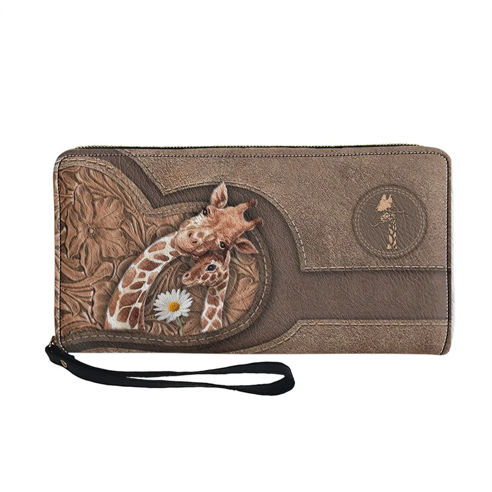 Cute Giraffe Pattern Women Wallet PU Leather Purse 2023 Hot Female Long Pouch Handbag For Woman Coin Purse Card Holders Clutch