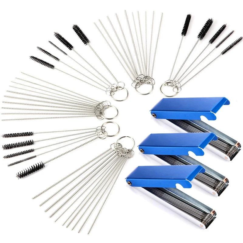 3 Sets Carburetor Carbon Jet Cleaner Wire Torch Tip Cleaner Tool Needles Brushes Cleaning Tool Kit for Motorcycle Moped Welder C