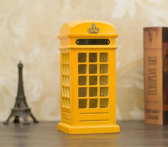 

Oversized Wooden Piggy Bank Creative London Phone Booths Money Box Cute Coin Pots for Children Save Money Bank Birthday Gift