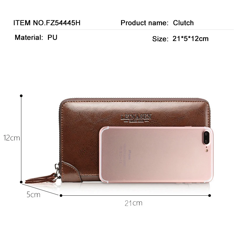 WEIXIE Business Luxury Brand Leather Wallets Men Long Zipper Coin Purses Design Clutch Wallet Male Money Credit Card Holder