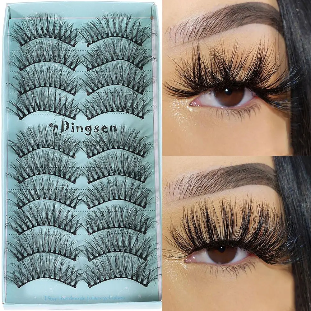 10 Pairs 3D False Eyelashes Super Soft Ultra-wispies Fluffy Lashes Natural Long Eye Lashes Extension Handmade Cruelty-free