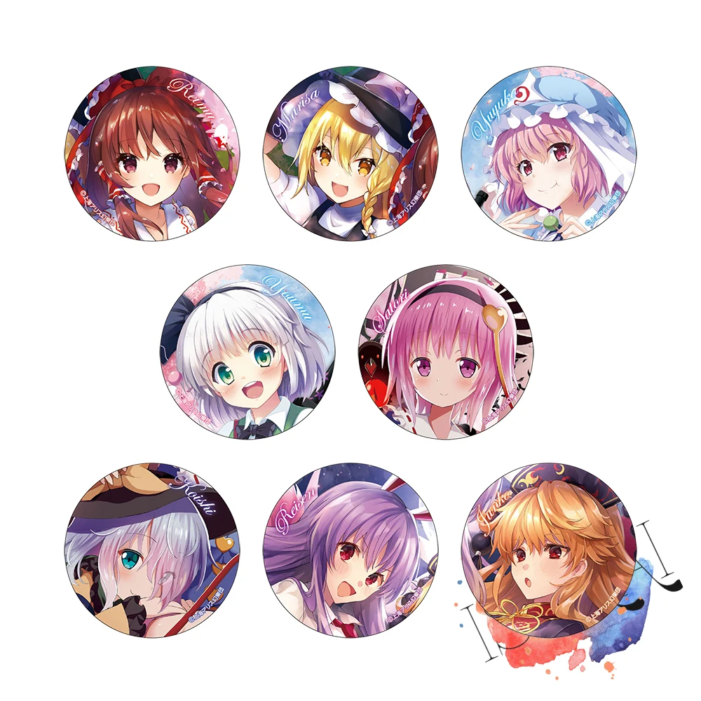 TouHou Project Anime Metal Badge Reimu Marisa Yuyuka Youmu Satori Koishi Reisen Juriko Tōhō Project Metal Badge Pins