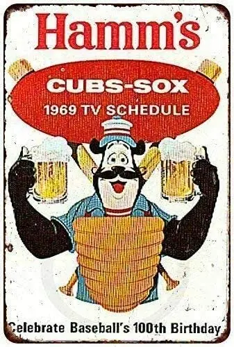 Metal Tin Sign Vintage Chic Art Decoration 1969 Cubs Beer for Home Bar Cafe Farm Store Garage or Club 12