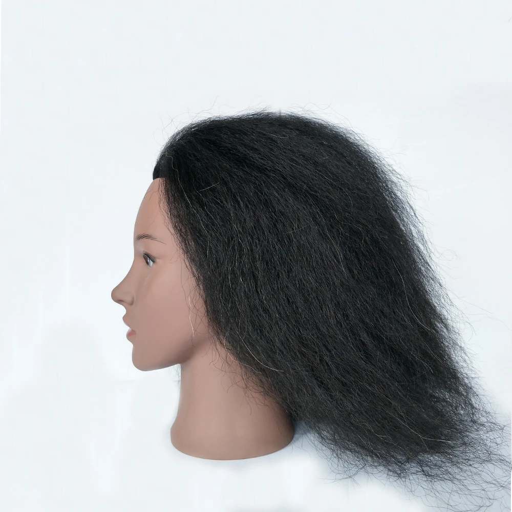 100% Real Hair Afro Hairdressing Dolls Mannequin Training Head for Practice Styling Braiding African American Dummy Head