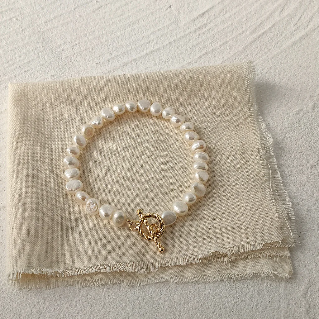 Natural Baroque Freshwater Pearl 14K Gold Filled Elegant Ladies Bracelet Promotion Jewelry For Women Christmas Gift Cheap