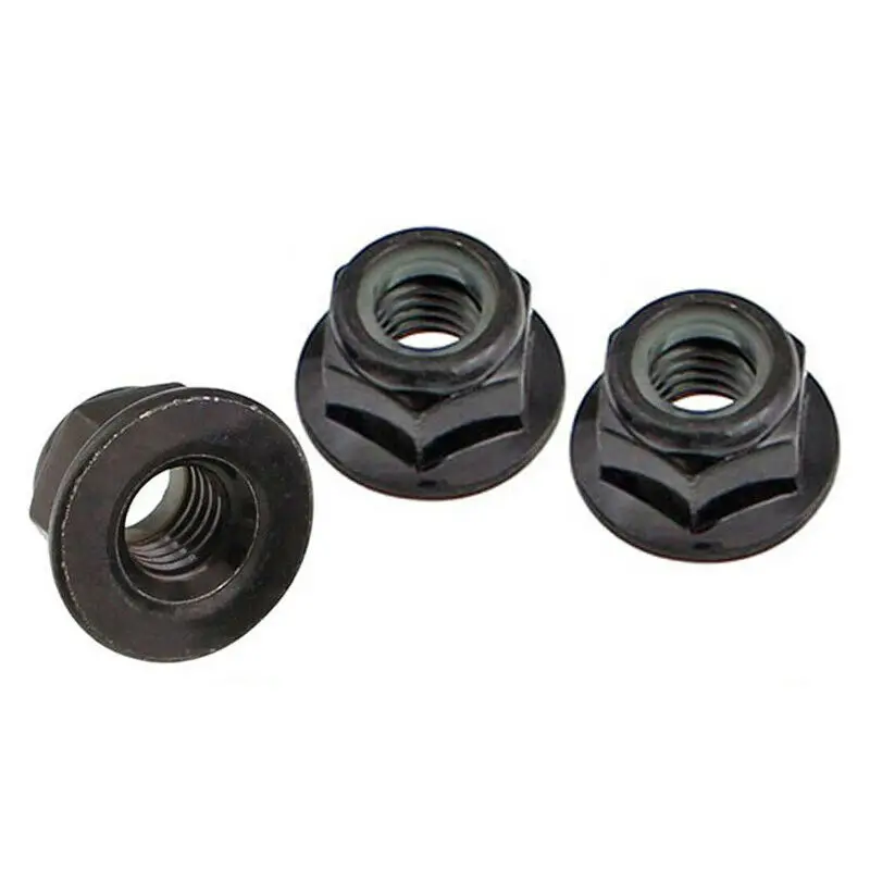 Nylon Insert Hex Flange Nuts M3 M4 M5 M6 M8  Hexagon Self-locking Nylock Locknut Lock Nuts Black Zinc Plated Carbon Steel