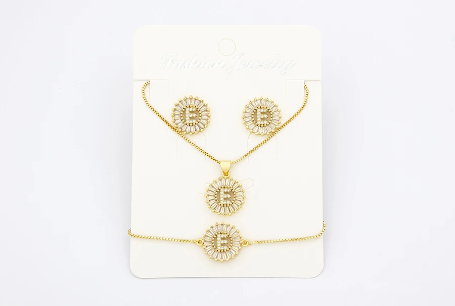 Nidin Heißer 26 Buchstaben Schmuck Sets Halskette + Ohrringe + Armband Für Frauen Initial Alphabet Charme Kupfer Zirkon Party hochzeit Geschenk – Detail 16