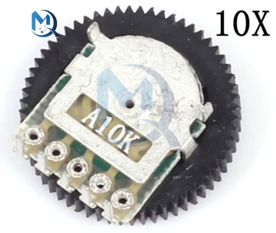 10PCS/Lot A103 10K Duplex Dial Wheel Gear Potentiometer for Radio MP3/MP4 Volume Adjustment Switch Potentiometers