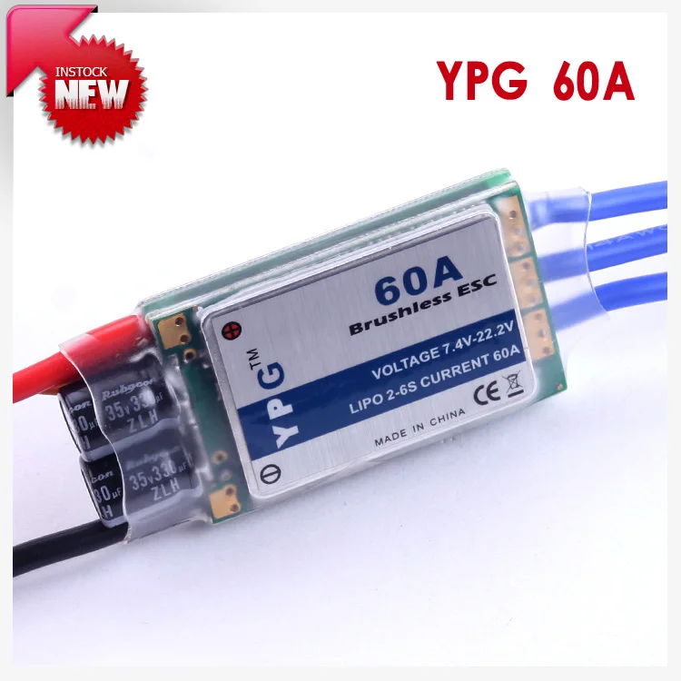 Controlador de velocidad sin escobillas YPG 60A (2 ~ 6S) SBEC ESC, helicóptero 3D RC de alta calidad, ESC