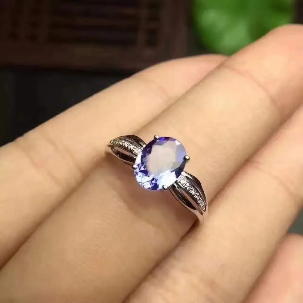 Natural And Real Luxury Tanzanite Gemstone Rings For Women Solid 925 Sterling Silver Fine Jewelry Female Engagement Ring