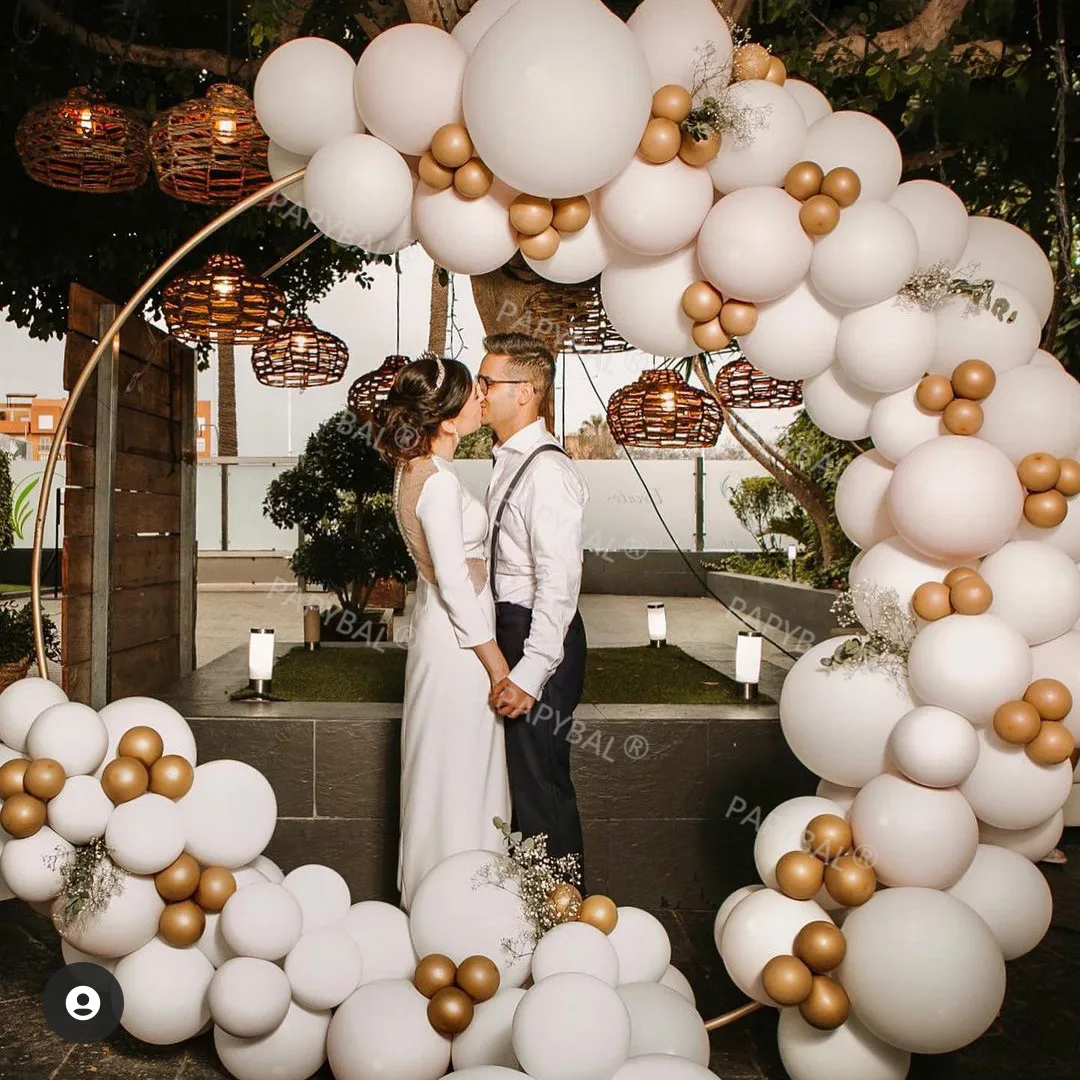 

Pure White Wedding Balloons Set Garland Arch Kit Gold Chrome Ballon Engagement Party Decorations Globos Supplies Bachelor Party