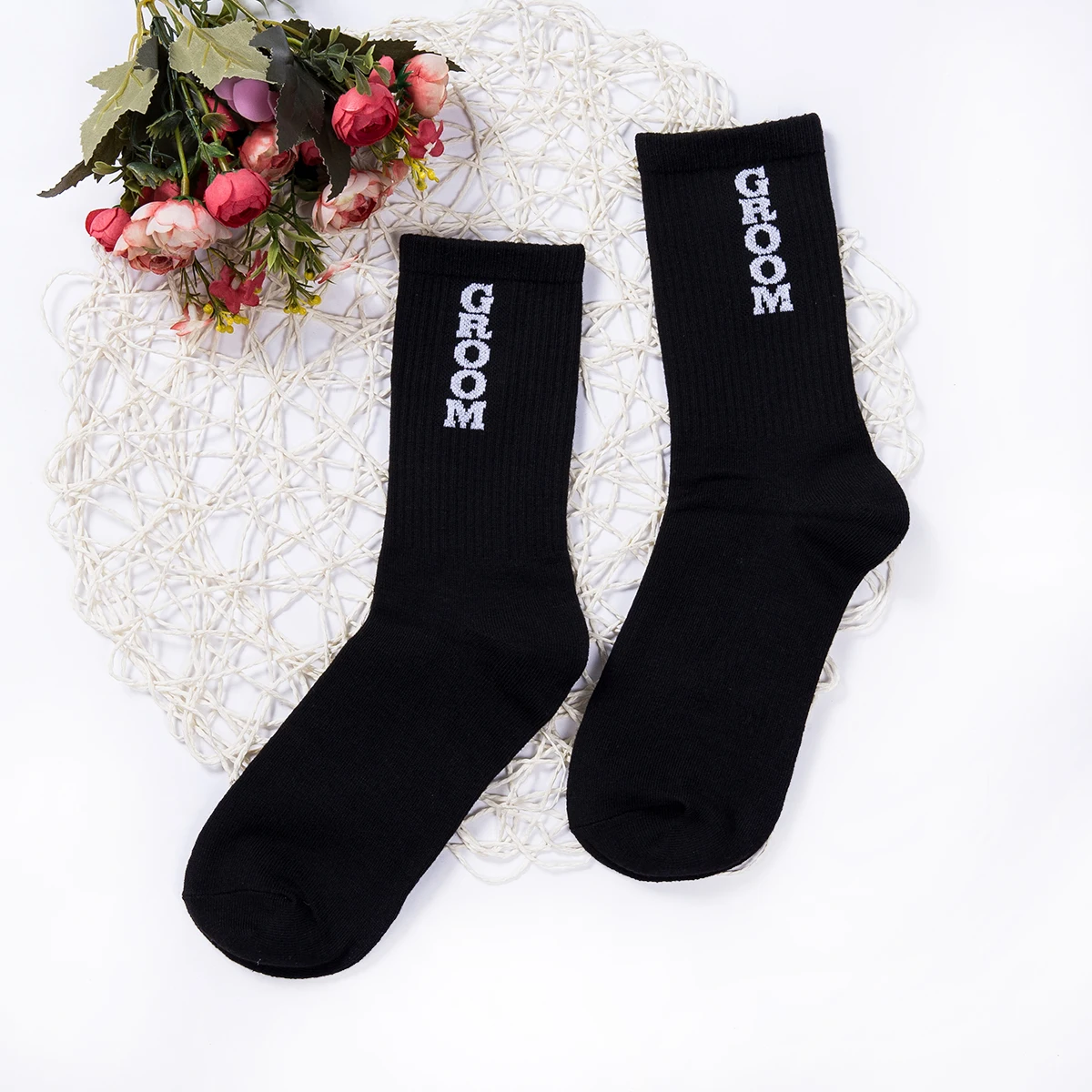 Wedding Men Groom Best man Groomsmen Letter Socks Fashion Combed Cotton Dressing Socks Wedding Party Socks