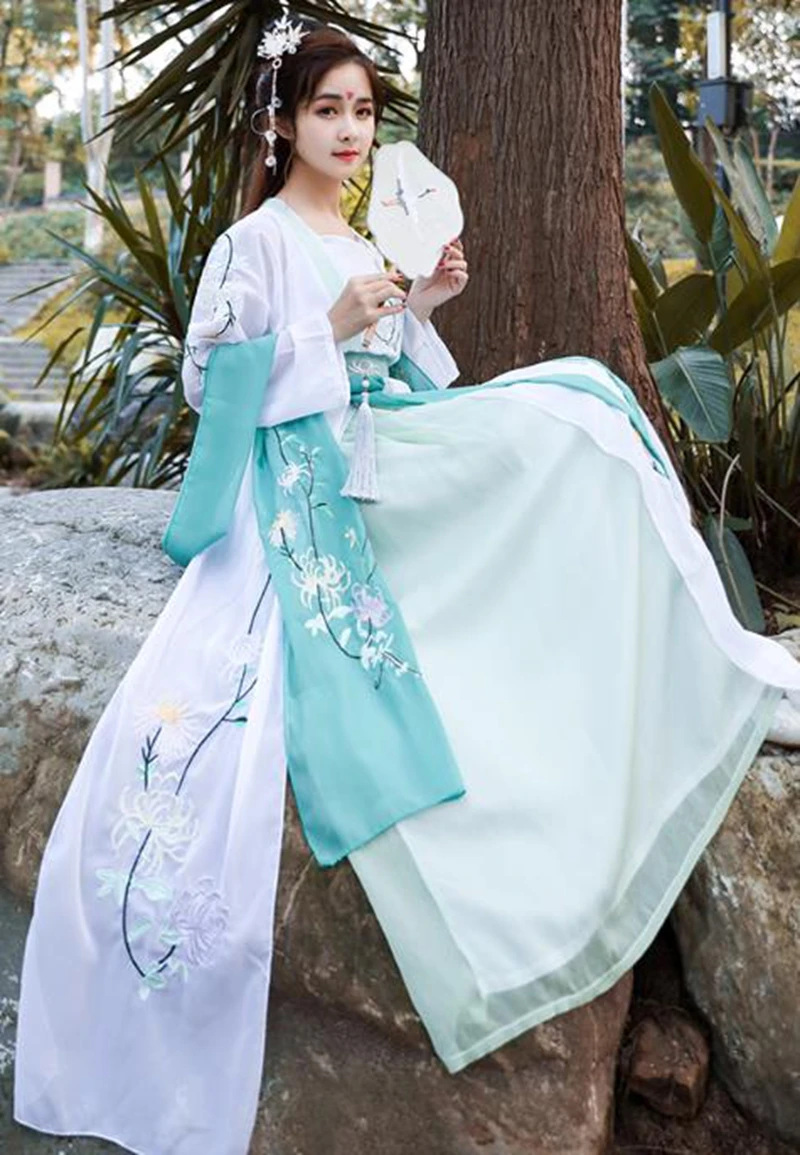 

Женское платье Hanfu, винтажное платье hanfu с вышивкой в старинном стиле, костюм Тан для вечевечерние, косплей, девушки hanfu