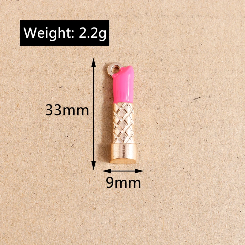 10pcs 9*33mm Enamel Mini Makeup Lipstick Charms Pendants for Earrings Necklaces DIY  Jewelry Making Accessories Supplies