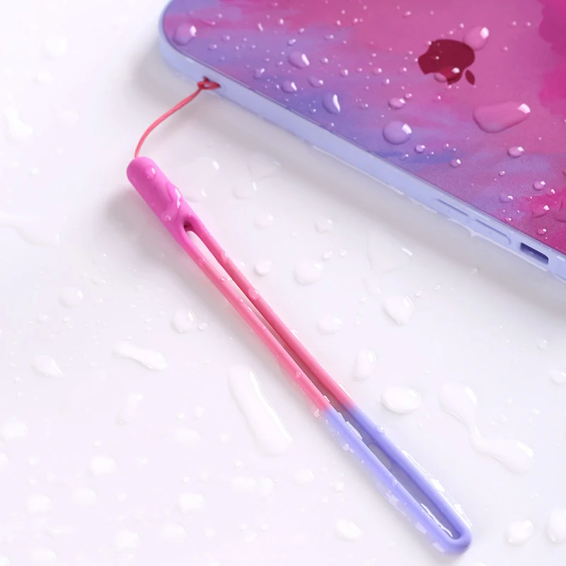 새로운 수채화 실리콘 끈, 액체 손목 끈, 크리에이티브 스피커 팬, 짧은 슬링 U 디스크 실리콘 휴대폰 끈, 1 개