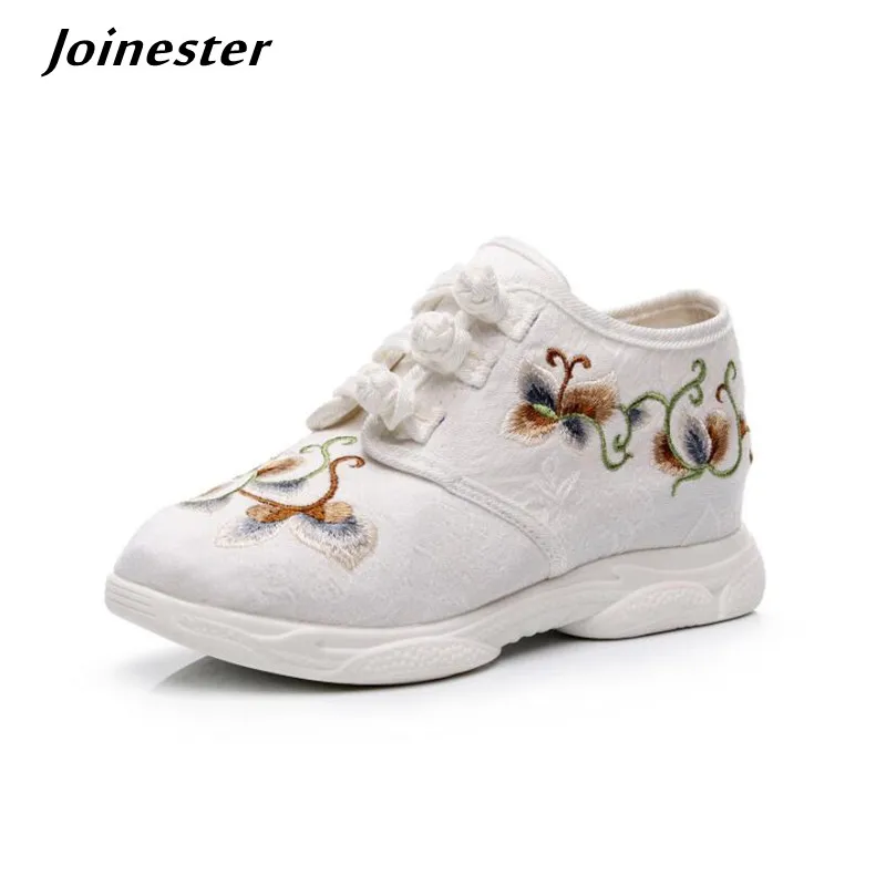 Cotton Fabric Embroidered Women Sneakers Autumn Retro Casual Shoes for Ladies кроссовки женские zapatillas mujer Rubber Shoe