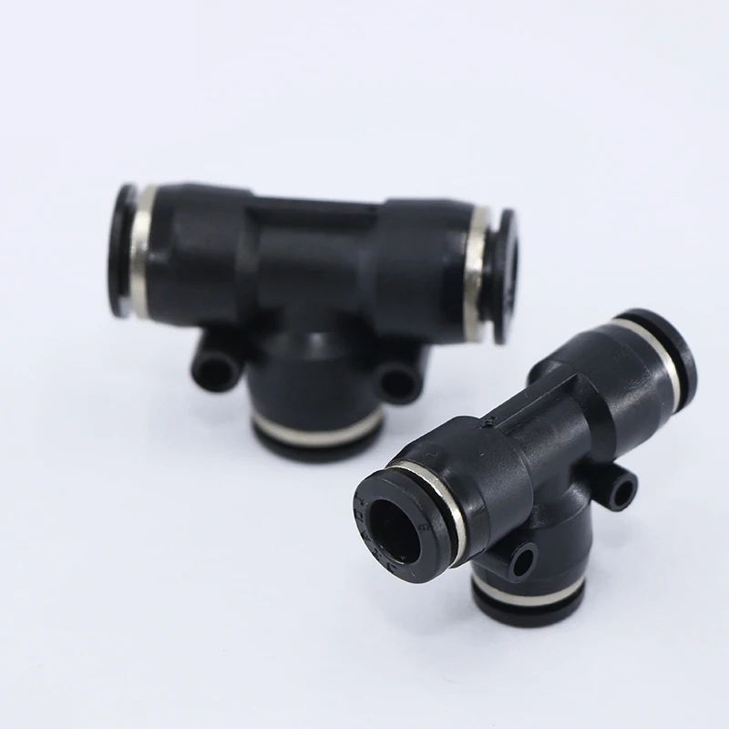 Black PE series for OD 4/6/8/10/12/16mm Fitting Quick Connector Adapters Pneumatic Fittings 3 Way T shaped Tee