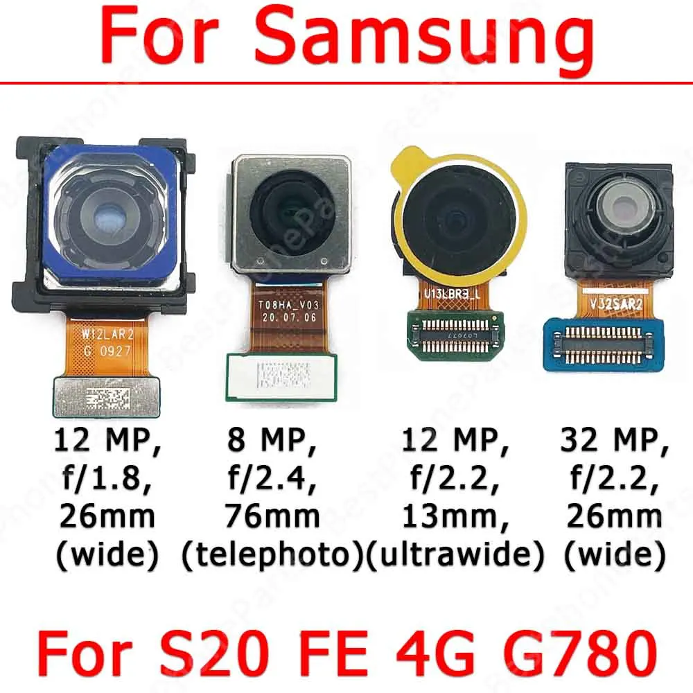 

Rear Front Camera For Samsung Galaxy S20 FE 4G Lite Frontal Selfie Back Facing Backside Camera Module Spare Parts