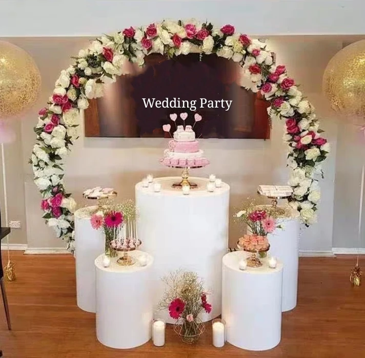 wedding  kids party stage backdrops cylinder column large arch for flower balloons dessert table tall cake stand pillar holders