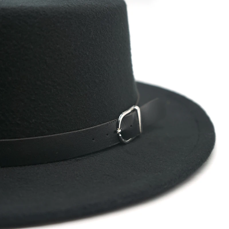 New Felt Hat Men Fedora Hats with Belt Women Vintage Trilby Caps Wool Fedora Warm Jazz Hat Chapeau Femme feutre Panaman hat