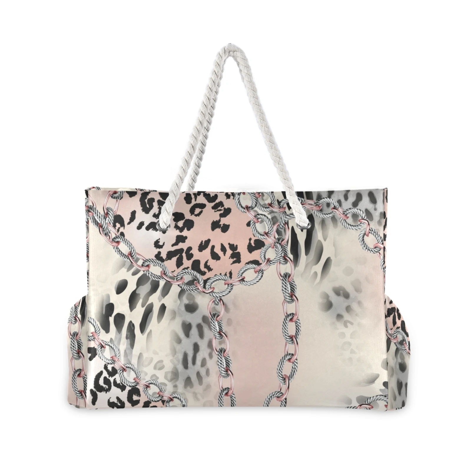 Women\'s 2021 new Leopard print Beach Bag Single shoulder bag Fashionable Lightweight all-match shopping bag Beach bag