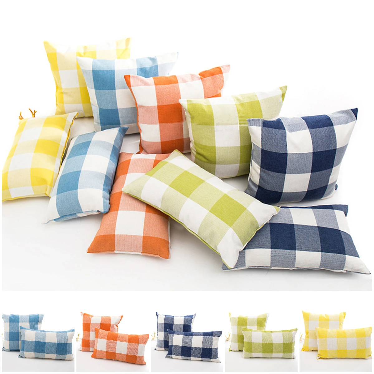 Modern Plaids Linen Pillowcase 30*50/40*40/45*45/50*50/55*55/60*60CM Nordic Decorative Cushion Covers Sofa Couch Throw Pillows