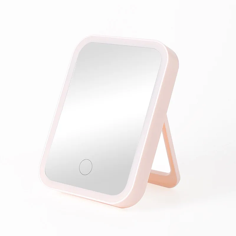 HD Makeup Mirror with Led Light Eye Protection Folding Vanity Light Beauty Mirror USB Charging Adjustable Light Touch Control
