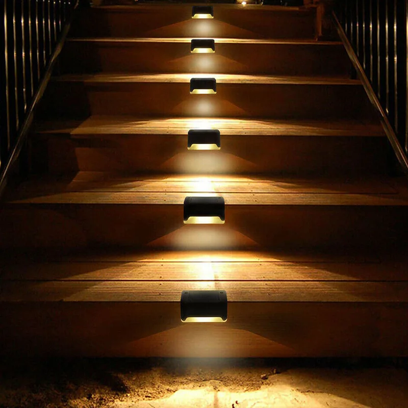 LED Solar Stair Lamp1/4/8/16pcs Waterproof Outdoor Garden Pathway Yard Patio Stairs Steps Fence Lamps Solar Night Light