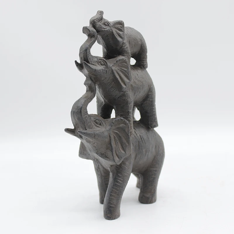 3 Elephants statue Props Ornaments Hot sale metal arts handmade crafts for Livingroom home anniversary commemorative great gifts