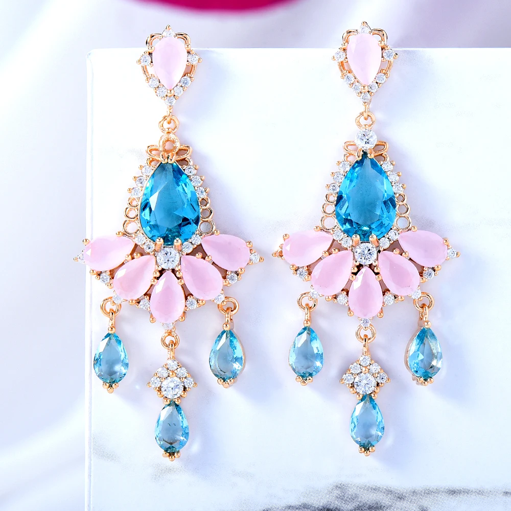 Kellybola New Spring New trendy Color Matching Water Drop Zirconia Earrings Women's Party Daily Anniversary Indian Jewelry