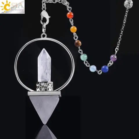 7 Chakra Crystal Pendulums for Dowsing CSJA Jewelry