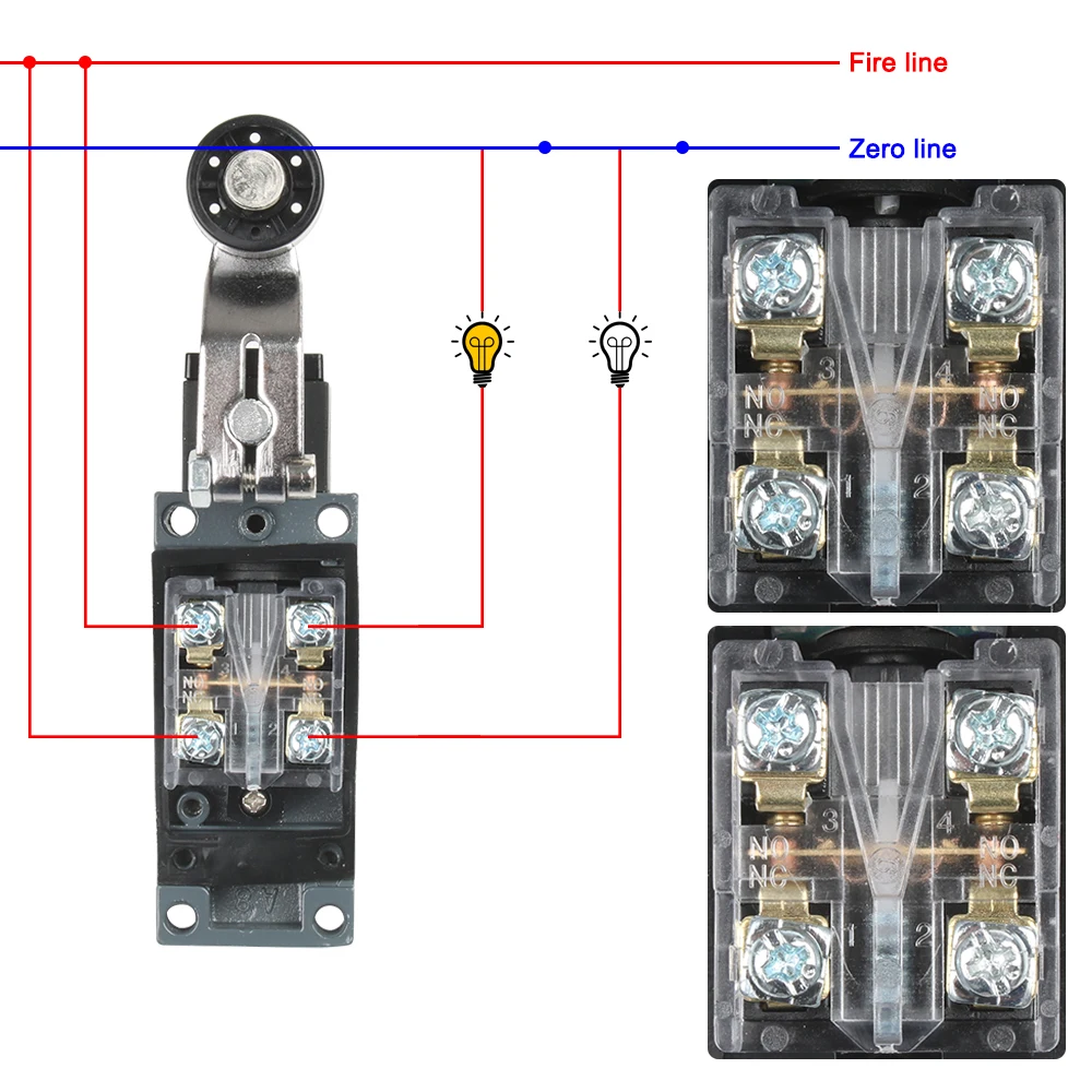 ME-8108 Rotary Lever 1NO+1NC Momentary Limit Switch Rotary Adjustable Roller Mini Limit Switches TZ-8108 AC250V 5A NO NC